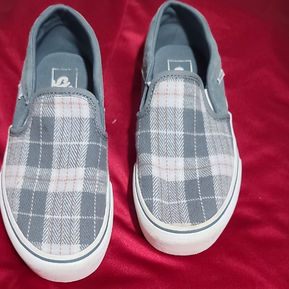 Vans Gray Plaid Slip-On - Ladies Sz 8